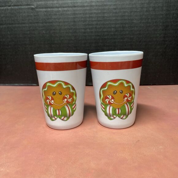 Citrus Grove Melamine Kids Tumbler Cup Santa Claus & Gingerbread Man Holidays - Picture 2 of 15
